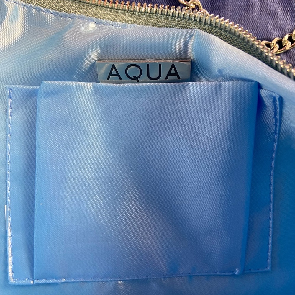 NWT Bloomingdale’s Aqua Bag A-Ellie Air Blue Green Mesh Baguette Shoulder Purse - Picture 5 of 13